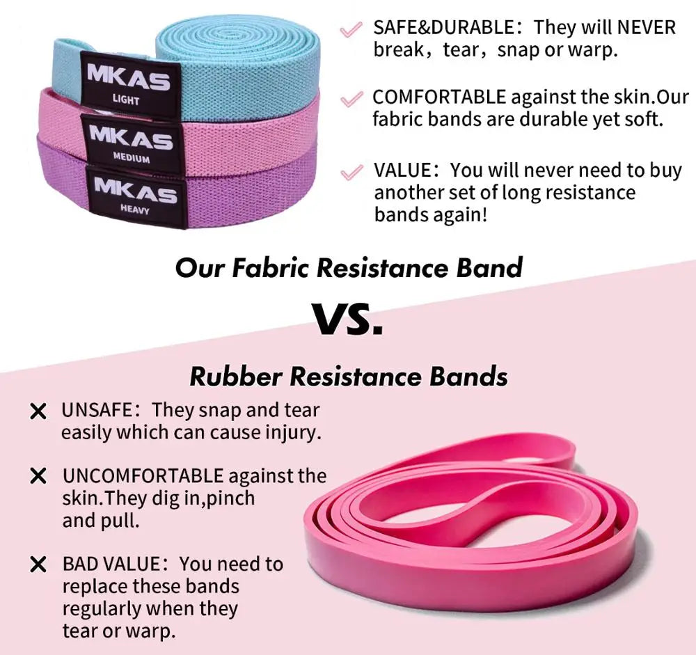 Fitness Long Resistance Bands Workout Fabric Set Exercise Elastic Booty Bands for Pull up Woman Assist 3-Piece Leg