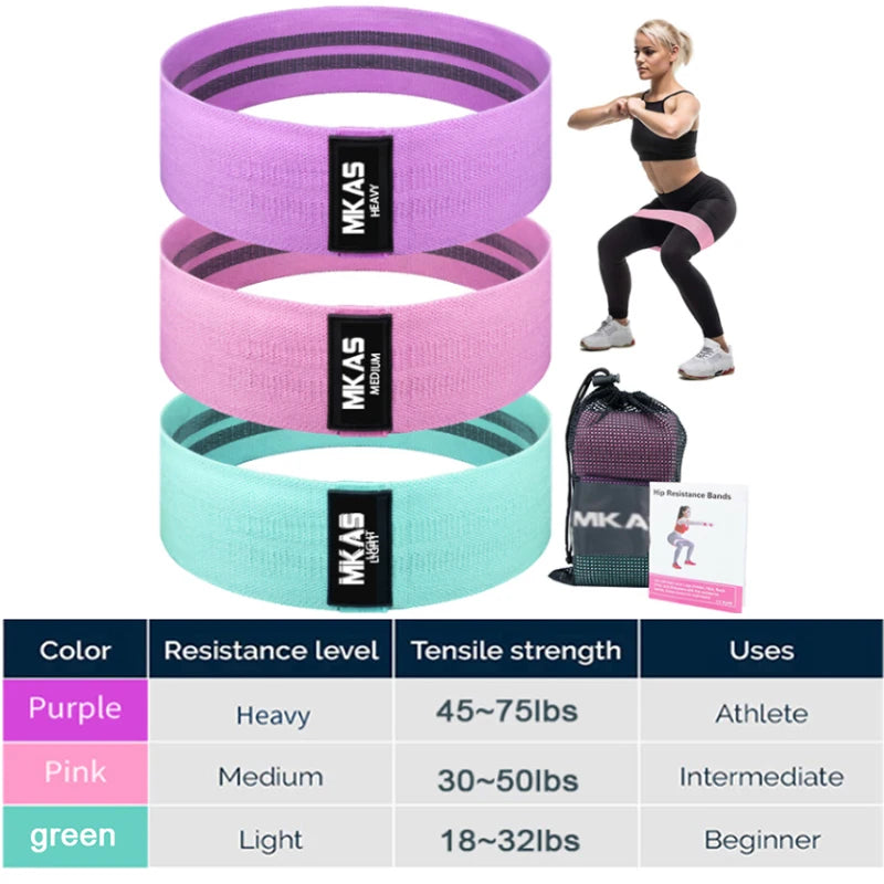 Fitness Long Resistance Bands Workout Fabric Set Exercise Elastic Booty Bands for Pull up Woman Assist 3-Piece Leg