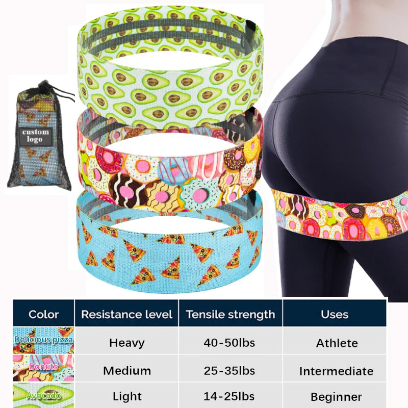 Fitness Long Resistance Bands Workout Fabric Set Exercise Elastic Booty Bands for Pull up Woman Assist 3-Piece Leg