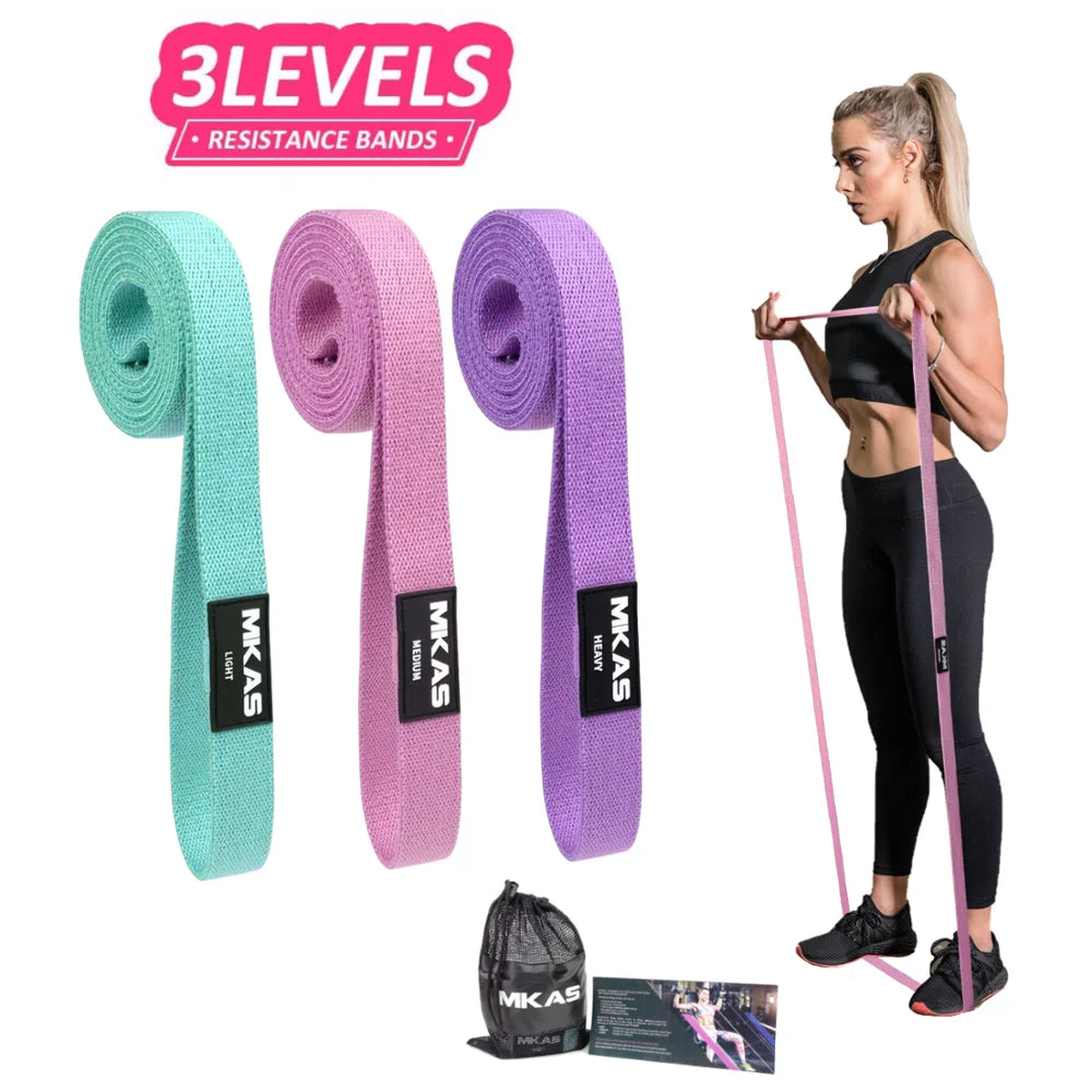 Fitness Long Resistance Bands Workout Fabric Set Exercise Elastic Booty Bands for Pull up Woman Assist 3-Piece Leg