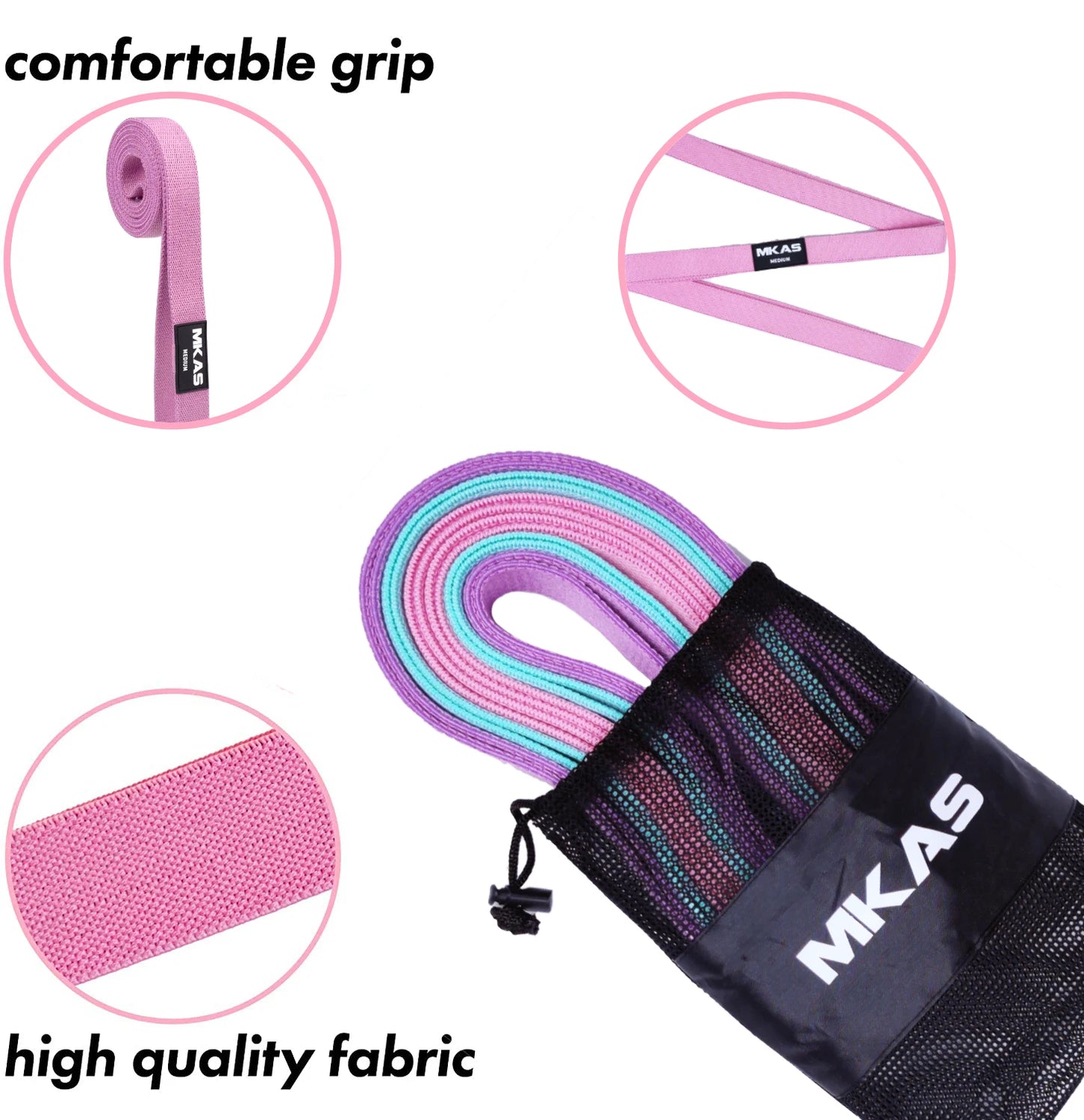 Fitness Long Resistance Bands Workout Fabric Set Exercise Elastic Booty Bands for Pull up Woman Assist 3-Piece Leg