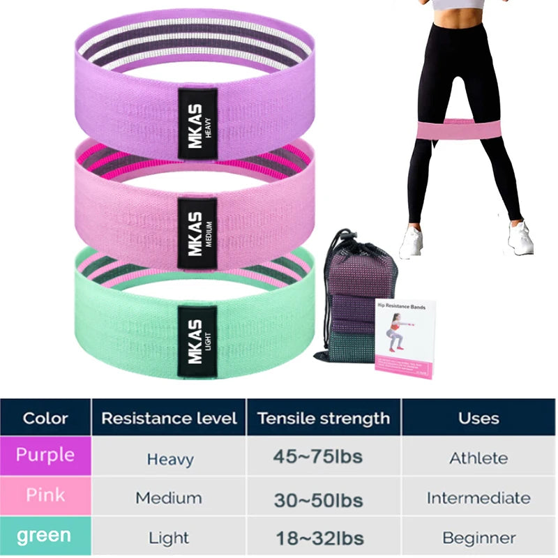 Fitness Long Resistance Bands Workout Fabric Set Exercise Elastic Booty Bands for Pull up Woman Assist 3-Piece Leg