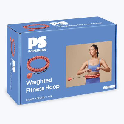Weighted Fitness Hoop, Coral, Adjustable Diameter, One Hoop and Weight Attachment