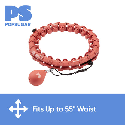 Weighted Fitness Hoop, Coral, Adjustable Diameter, One Hoop and Weight Attachment