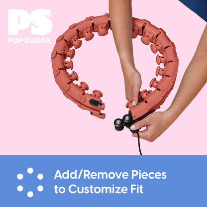 Weighted Fitness Hoop, Coral, Adjustable Diameter, One Hoop and Weight Attachment