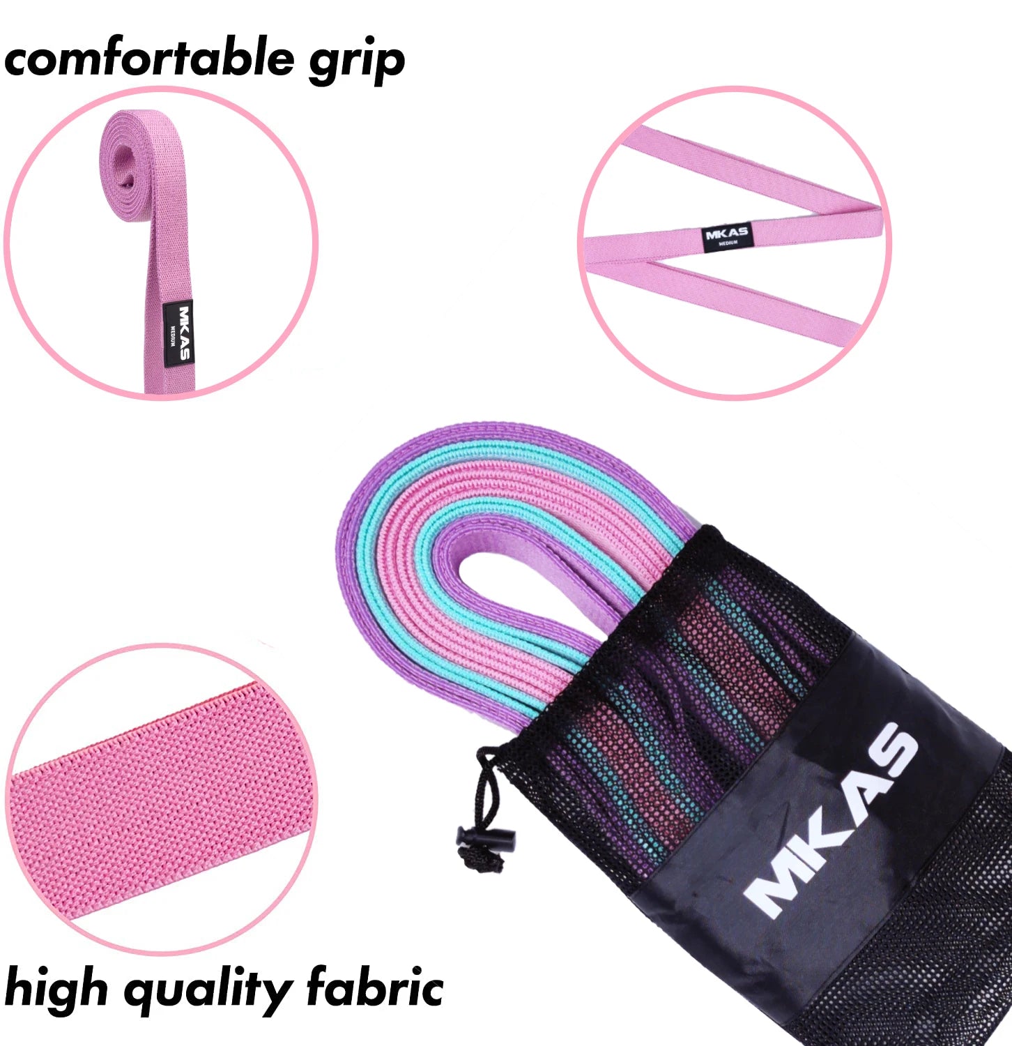 Fitness Long Resistance Bands Workout Fabric Set Exercise Elastic Booty Bands for Pull up Woman Assist 3-Piece Leg
